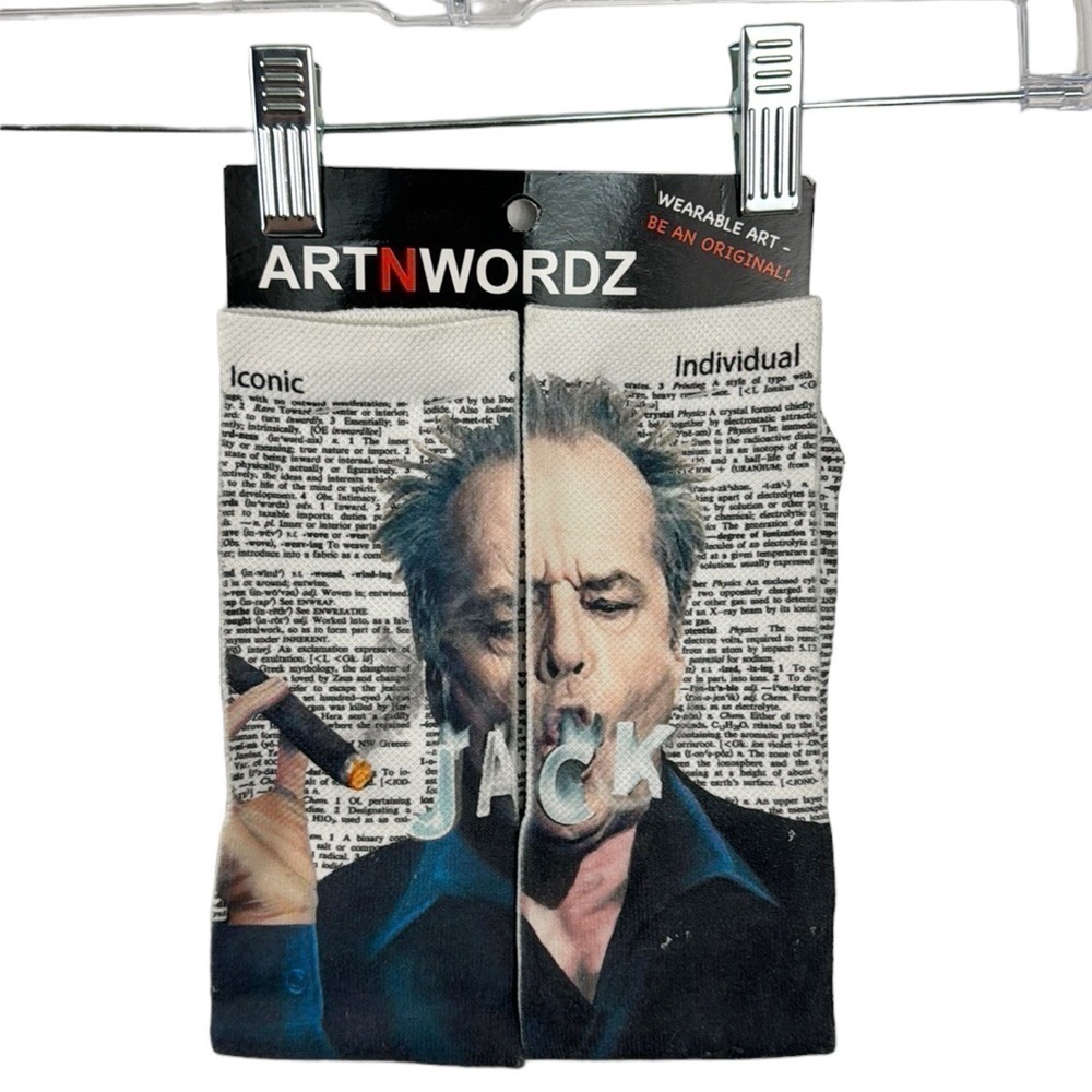 ARTNWORDZ Novelty‎ Socks Jack Nicholson Lightweight Unisex Black Multi NWT